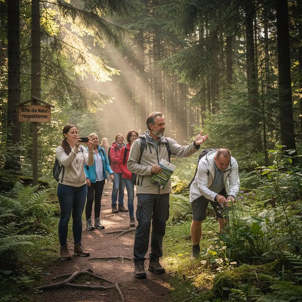 Ein Besucher, der freundlich mit einem Einheimischen spricht und lokale Etikette beachtet.